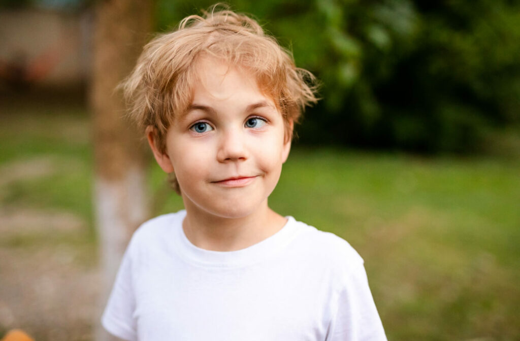 a child with amblyopia, or lazy eye