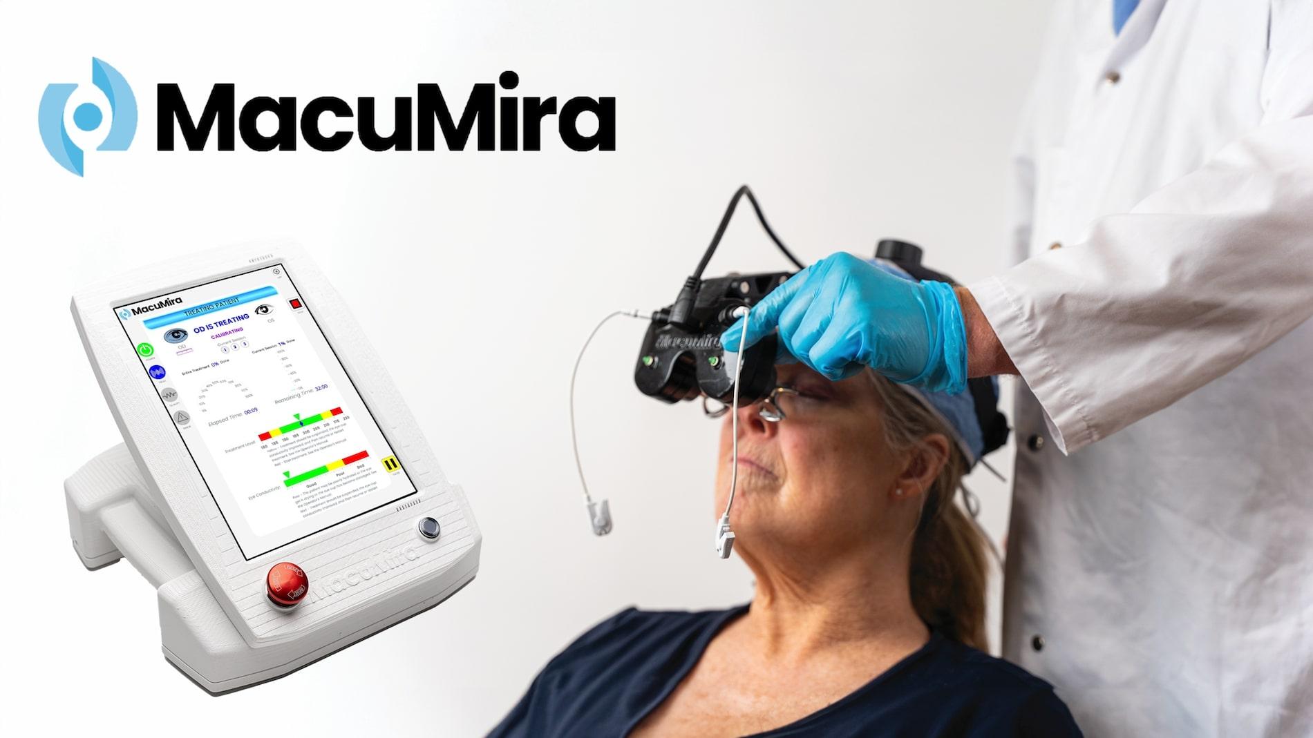 MacuMira device used during a noninvasive dry AMD treatment session.